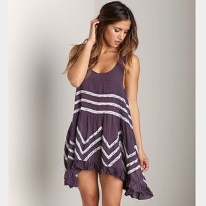 Free People purple lace trapeze slip dress
